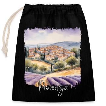 Watercolor of Provence, Provence France - Closable cotton gift bag (25x30cm) - black - Front