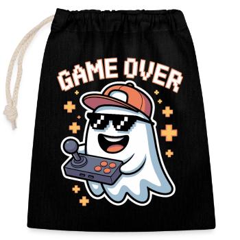 Retro Gamer Halloween Ghost - Closable cotton gift bag (25x30cm) - black - Front