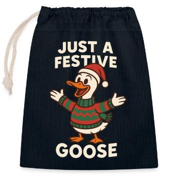 Nur eine festliche Weihnachtsgans - Verschließbarer Geschenkbeutel aus Baumwolle (25x30cm) - Navy - Vorne