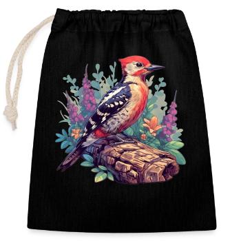 Pic Pic - Sac cadeau en coton avec cordon (25 x 30 cm) - noir - Devant