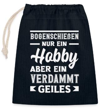 Ich gehe Bogenschießen - Verschließbarer Geschenkbeutel aus Baumwolle (25x30cm) - Navy - Vorne