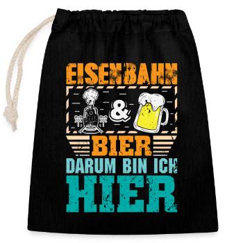 Modellbahn Modelleisenbahn Eisenbahn - Verschließbarer Geschenkbeutel aus Baumwolle (25x30cm) - Schwarz - Vorne
