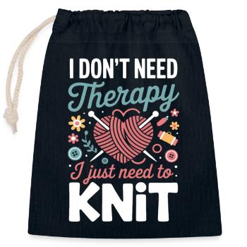 Knit Therapy Herz - Verschließbarer Geschenkbeutel aus Baumwolle (25x30cm) - Navy - Vorne