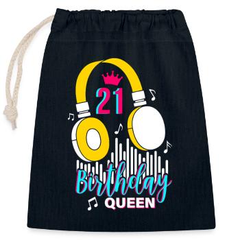 Birthday Queen 21st Birthday - Closable cotton gift bag (25x30cm) - navy - Front