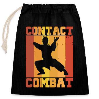 Karate Kungfu Retro Combat Contact Silhouette   - Verschließbarer Geschenkbeutel aus Baumwolle (25x30cm) - Schwarz - Vorne