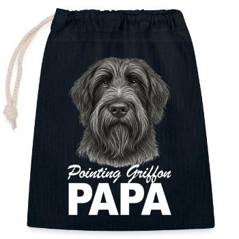 Griffon Korthals Papa - Verschließbarer Geschenkbeutel aus Baumwolle (25x30cm) - Navy - Vorne