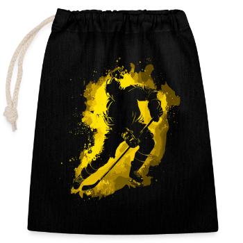 Eishockey Eishockeyspieler Mann - Verschließbarer Geschenkbeutel aus Baumwolle (25x30cm) - Schwarz - Vorne