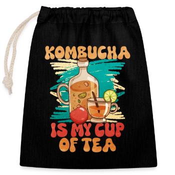 Le kombucha est ma tasse de thé - Sac cadeau en coton avec cordon (25 x 30 cm) - noir - Devant