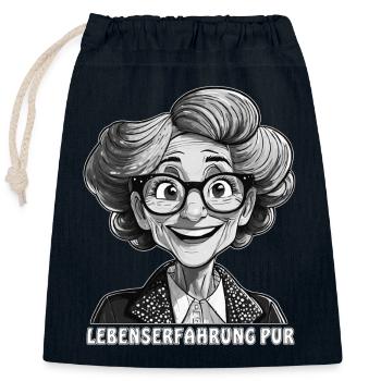 ÄLTERE FRAU LEBENSERFAHRUNG PUR - Verschließbarer Geschenkbeutel aus Baumwolle (25x30cm) - Navy - Vorne