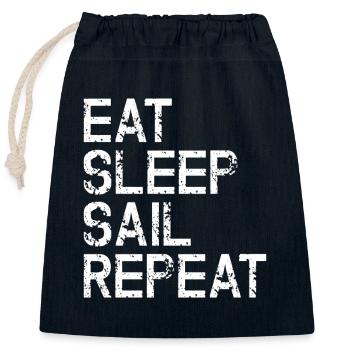 Nautic Design Eat Sleep Sail Repeat - Closable cotton gift bag (25x30cm) - navy - Front