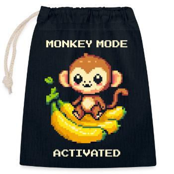 Monkey Mode aktiviert | Affe, Banane, Cute - Verschließbarer Geschenkbeutel aus Baumwolle (25x30cm) - Navy - Vorne