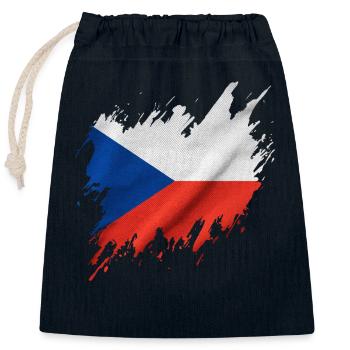 Drapeau de la Tchéquie dans le style déchiré - Sac cadeau en coton avec cordon (25 x 30 cm) - bleu marine - Devant
