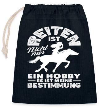 Hobby Bestimmung Pferdemädchen Reiten Ponyfans - Verschließbarer Geschenkbeutel aus Baumwolle (25x30cm) - Navy - Vorne