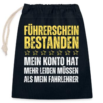 Führerschein Bestanden  - Verschließbarer Geschenkbeutel aus Baumwolle (25x30cm) - Navy - Vorne