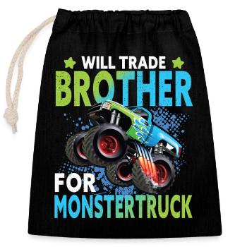 Monster truck - Closable cotton gift bag (25x30cm) - black - Front
