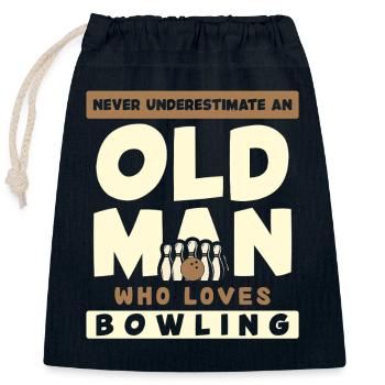Alter Mann Liebt Bowling Spruch - Verschließbarer Geschenkbeutel aus Baumwolle (25x30cm) - Navy - Vorne
