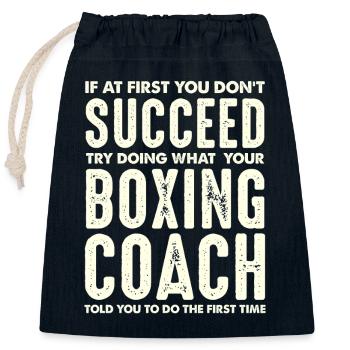 Boxing Coach Saying Typography Print - Closable cotton gift bag (25x30cm) - navy - Front