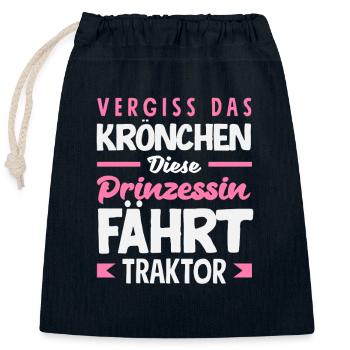 Oubliez la princesse héritière qui conduit un tracteur - Sac cadeau en coton avec cordon (25 x 30 cm) - bleu marine - Devant