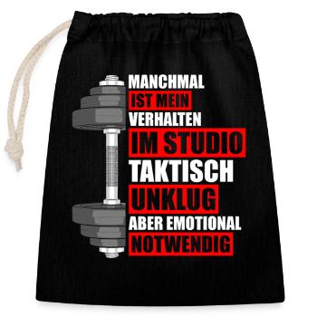 Behavior Bodybuilding Bodybuilder Gym Weight Lifting - Closable cotton gift bag (25x30cm) - black - Front