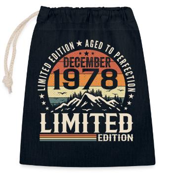 Décembre 1978 - Sac cadeau en coton avec cordon (25 x 30 cm) - bleu marine - Devant