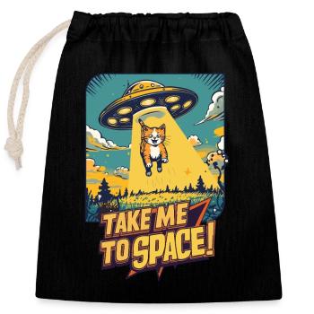 Cat UFO All-Adventure - Sac cadeau en coton avec cordon (25 x 30 cm) - noir - Devant