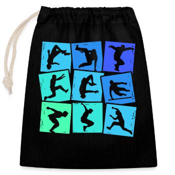 Parkour Sports extrêmes Parcouring Parcour Boys - Sac cadeau en coton avec cordon (25 x 30 cm) - noir - Devant