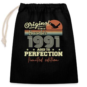 Les légendes sont nées en décembre 1991 - Sac cadeau en coton avec cordon (25 x 30 cm) - noir - Devant