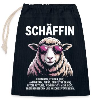 Schäffin Chefin Anführerin Alpha Genie - Sac cadeau en coton avec cordon (25 x 30 cm) - bleu marine - Devant