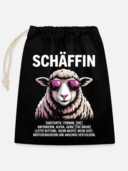 Schäffin Chefin Anführerin Alpha Genie - Verschließbarer Geschenkbeutel aus Baumwolle (25x30cm) - Schwarz