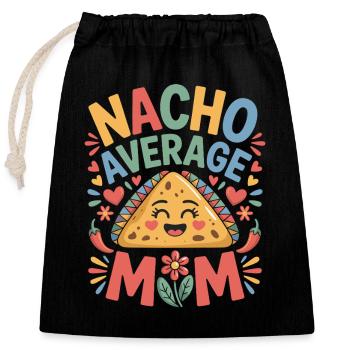 Nacho Maman Moyenne Drôle - Sac cadeau en coton avec cordon (25 x 30 cm) - noir - Devant
