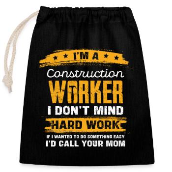 Ouvrier de la construction Dire Chemise - Sac cadeau en coton avec cordon (25 x 30 cm) - noir - Devant