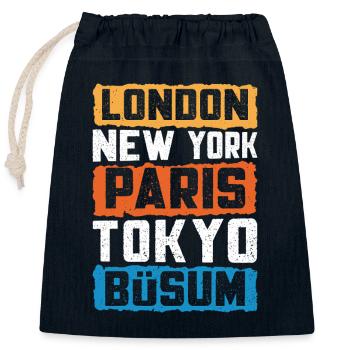 North Sea Holidays LONDON NEW YORK PARIS TOKYO - Closable cotton gift bag (25x30cm) - navy - Front