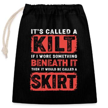 Kilt Scotland Scotland Jupe Tartan - Sac cadeau en coton avec cordon (25 x 30 cm) - noir - Devant