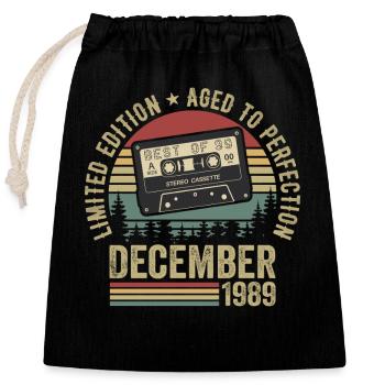 Décembre 1989 - Anniversaire Décembre 1989 - Sac cadeau en coton avec cordon (25 x 30 cm) - noir - Devant