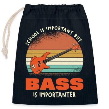 Bass is more important than school - Closable cotton gift bag (25x30cm) - navy - Front