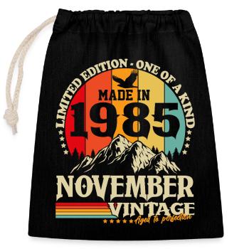 Vintage Novembre 1985 Vintage Rétro Anniversaire - Sac cadeau en coton avec cordon (25 x 30 cm) - noir - Devant