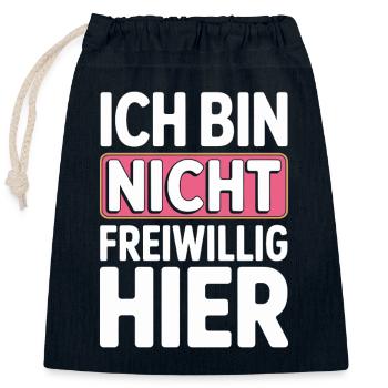 I'm Not Here Voluntarily Anti Smalltalk Office - Closable cotton gift bag (25x30cm) - navy - Front
