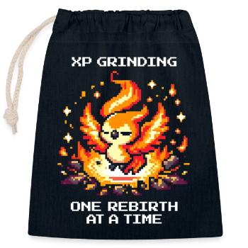 Grind XP, réapparition après réapparition | RPG Roguelike - Sac cadeau en coton avec cordon (25 x 30 cm) - bleu marine - Devant