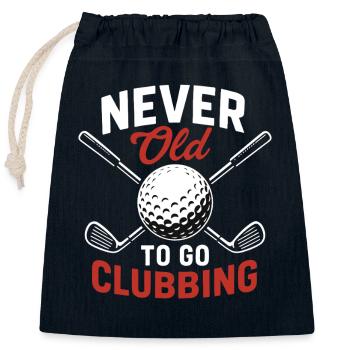 Jamais vieux pour aller en boîte de golf drôle Design de golf - Sac cadeau en coton avec cordon (25 x 30 cm) - bleu marine - Devant