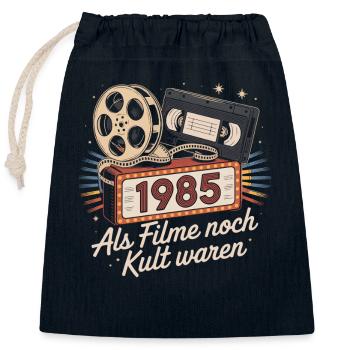1985 film culte nostalgie chemise - Sac cadeau en coton avec cordon (25 x 30 cm) - bleu marine - Devant
