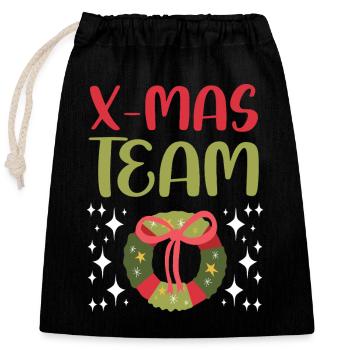 X-Mas Team - Closable cotton gift bag (25x30cm) - black - Front