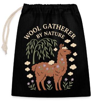 Cottagecore Lama Ästhetisches Süßes Nutztier - Verschließbarer Geschenkbeutel aus Baumwolle (25x30cm) - Schwarz - Vorne