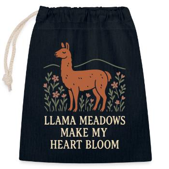 Cottagecore Lama Ästhetisches Süßes Nutztier - Verschließbarer Geschenkbeutel aus Baumwolle (25x30cm) - Navy - Vorne