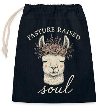 Cottagecore Lama Ästhetisches Süßes Nutztier - Verschließbarer Geschenkbeutel aus Baumwolle (25x30cm) - Navy - Vorne