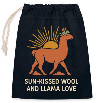 Cottagecore Lama Ästhetisches Süßes Nutztier - Verschließbarer Geschenkbeutel aus Baumwolle (25x30cm) - Navy - Vorne