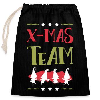 X-Mas Team - Closable cotton gift bag (25x30cm) - black - Front