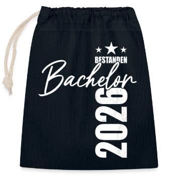 Bachelor passed 2026 - Exam - Success - Closable cotton gift bag (25x30cm) - navy - Front