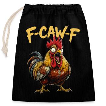 F-CAW-F Rooster Cartoon Graphic - Closable cotton gift bag (25x30cm) - black - Front