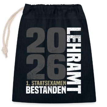 1. Staatsexamen Lehramt 2026 - Verschließbarer Geschenkbeutel aus Baumwolle (25x30cm) - Navy - Vorne
