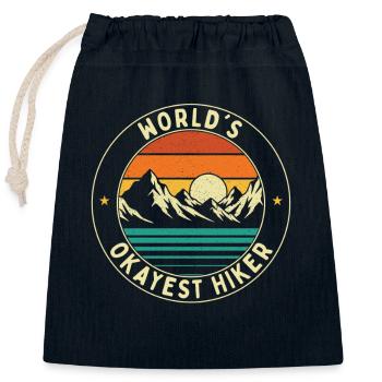 World’s Okayest Hiker Funny Trail Lover Outdoor  - Closable cotton gift bag (25x30cm) - navy - Front